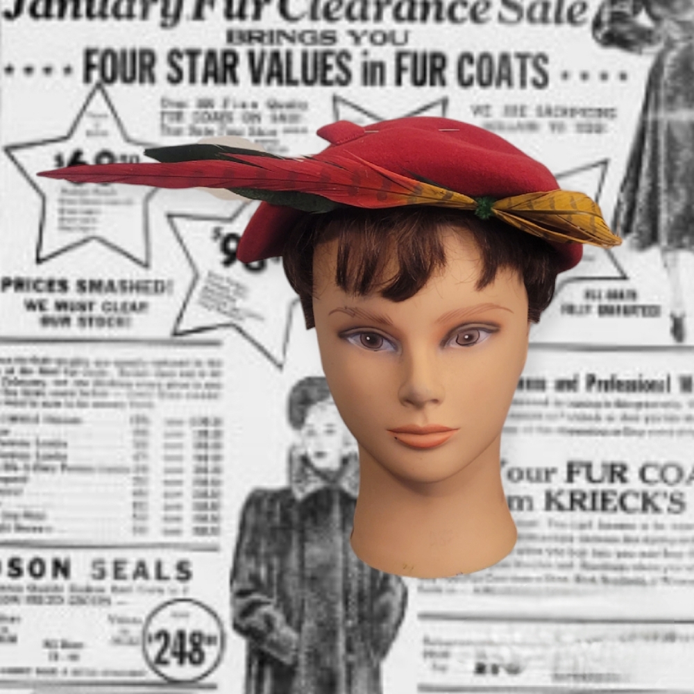 Vintage Red Felt Hat